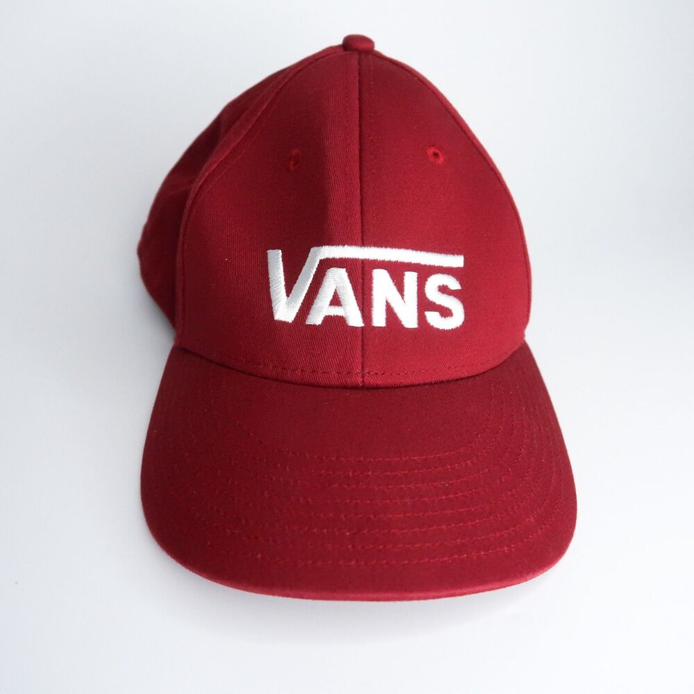 Vans‎ Mens Logo Cap Red Burgundy White Stitch Baseball Snapback Punk Rock Skater